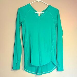 Blue Ivivva / Lululemon long sleeve v-neck top